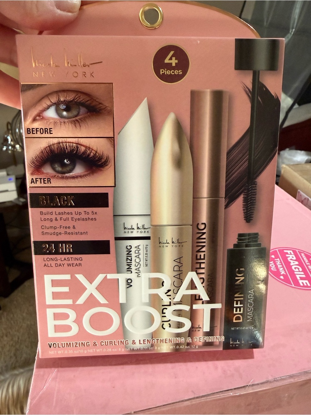 Nicole Miller Extra Boost Volumizing Mascara Set - Pink
